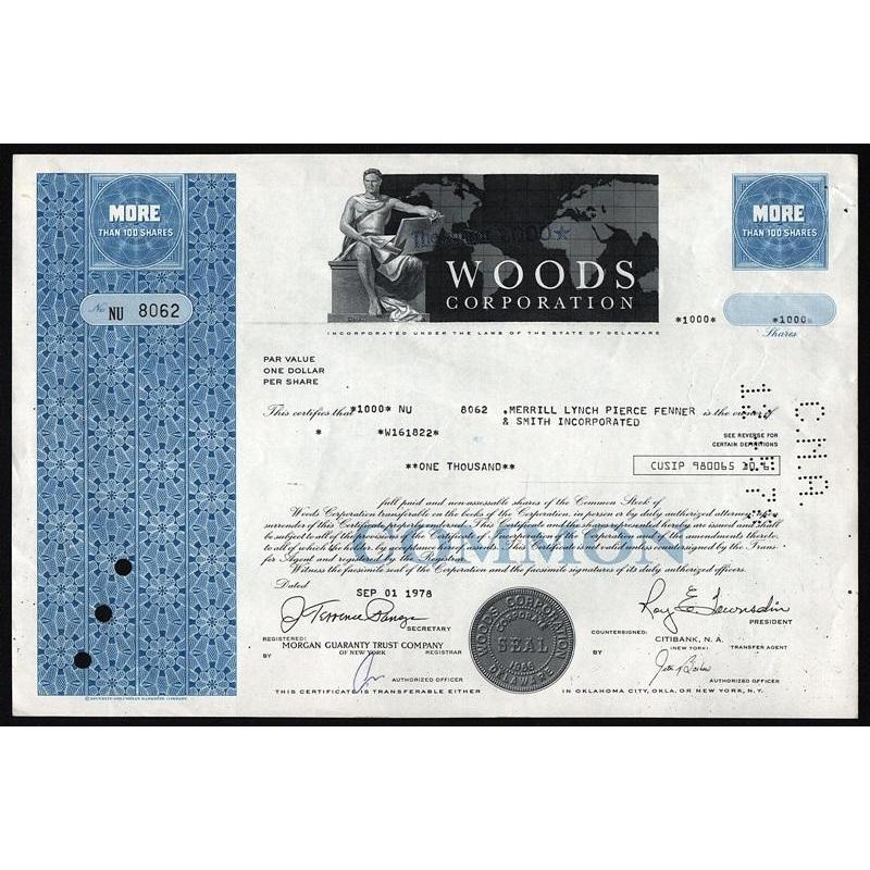 Woods Corporation Stock Certificate